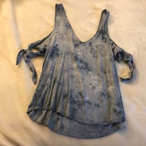 Tie-dye blue and white tank top
